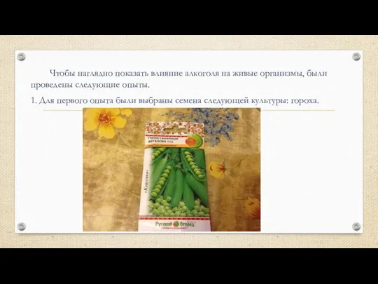 Чтобы наглядно показать влияние алкоголя на живые организмы, были проведены следующие