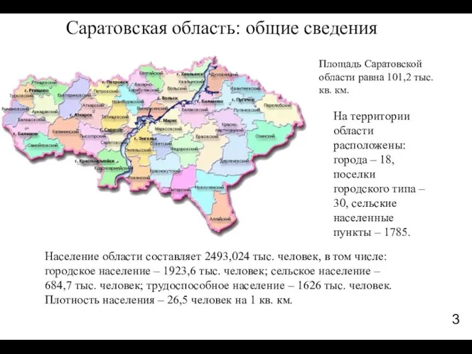 Саратовская область: общие сведения 3 Площадь Саратовской области равна 101,2 тыс.