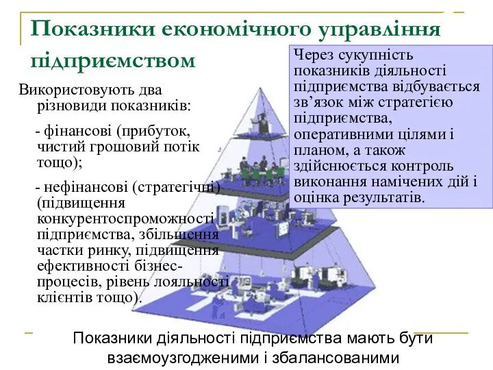 Показники економічного управління підприємством Використовують два різновиди показників: - фінансові (прибуток,