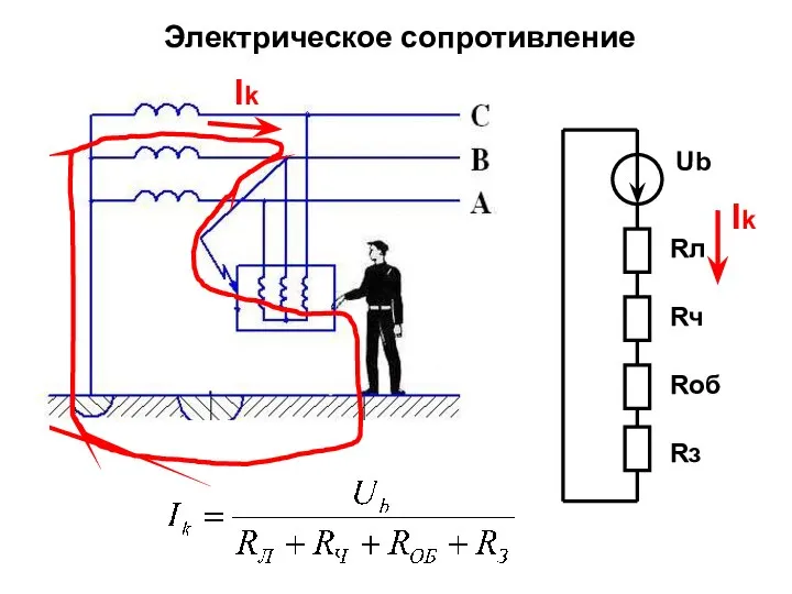 Электрическое сопротивление Ub Rл Rч Rоб Rз Ik Ik