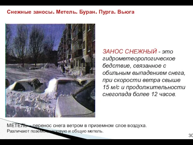 Снежные заносы. Метель. Буран. Пурга. Вьюга ЗАНОС СНЕЖНЫЙ - это гидрометеорологическое