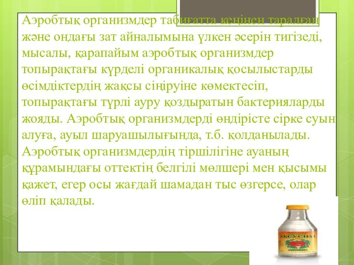 Аэробтық организмдер табиғатта кеңінен таралған және ондағы зат айналымына үлкен әсерін