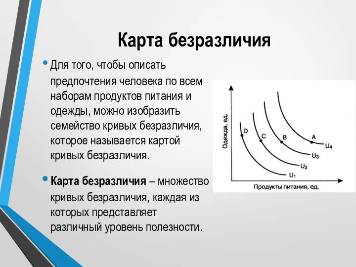 Карта безразличия Для того, чтобы описать предпочтения человека по всем наборам