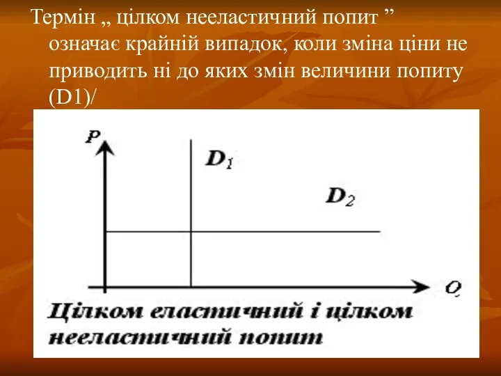 Термін „ цілком нееластичний попит ” означає крайній випадок, коли зміна