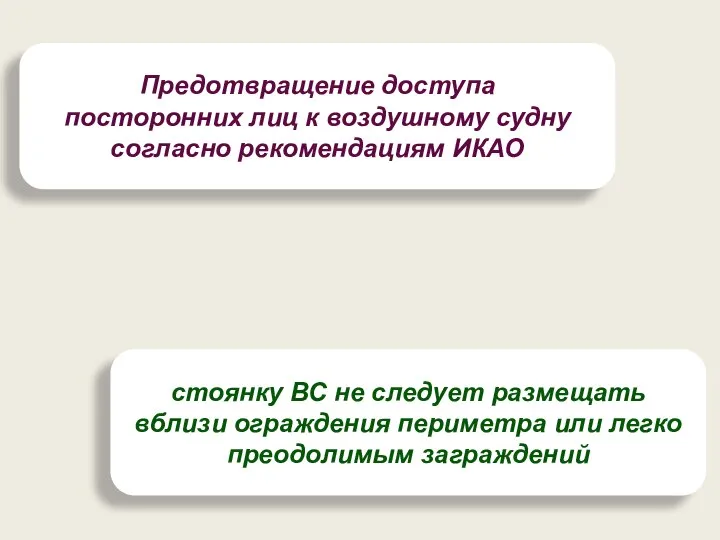 Предотвращение доступа посторонних лиц к воздушному судну согласно рекомендациям ИКАО стоянку