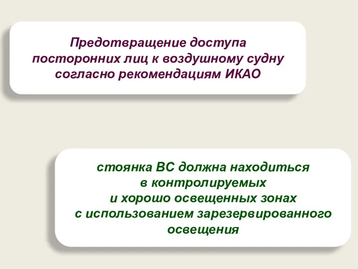 Предотвращение доступа посторонних лиц к воздушному судну согласно рекомендациям ИКАО стоянка