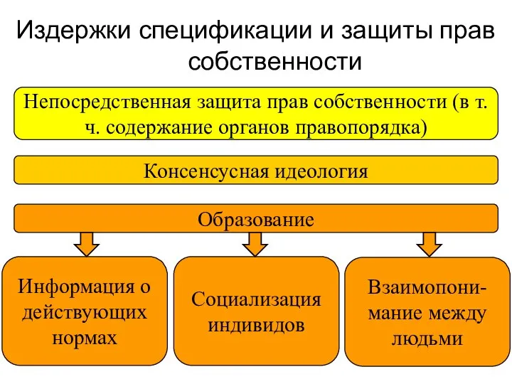 Издержки спецификации и защиты прав собственности Непосредственная защита прав собственности (в