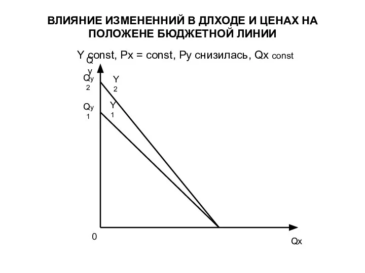 ВЛИЯНИЕ ИЗМЕНЕННИЙ В ДЛХОДЕ И ЦЕНАХ НА ПОЛОЖЕНЕ БЮДЖЕТНОЙ ЛИНИИ Y