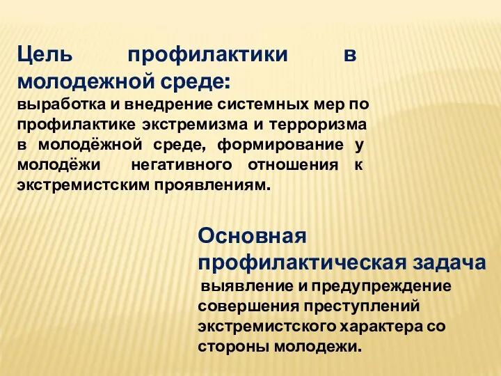 Цель профилактики в молодежной среде: выработка и внедрение системных мер по