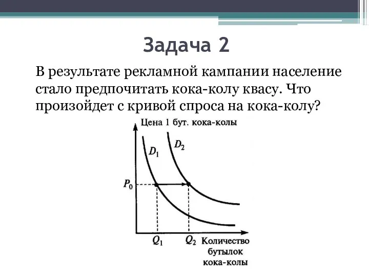 Задача 2 В результате рекламной кампании население стало предпочитать кока-колу квасу.