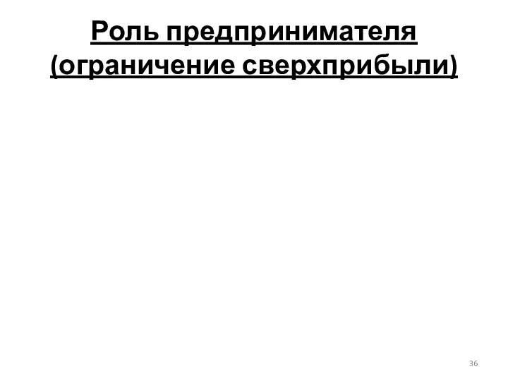 Роль предпринимателя (ограничение сверхприбыли)
