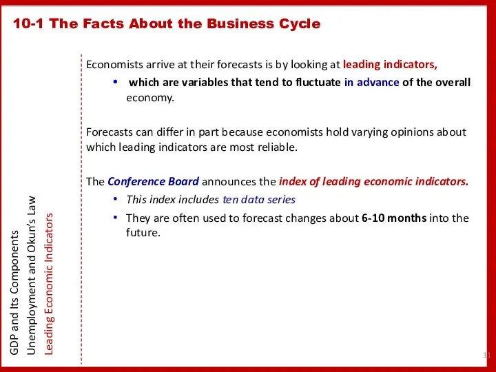 Economists arrive at their forecasts is by looking at leading indicators,