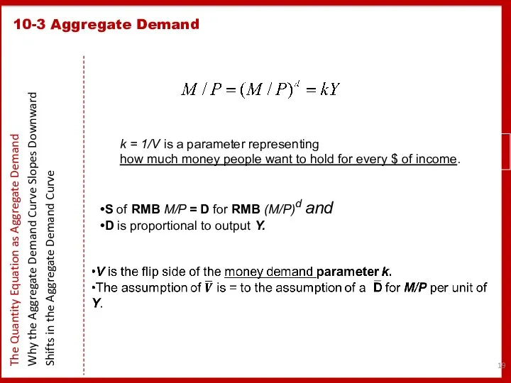 10-3 Aggregate Demand The Quantity Equation as Aggregate Demand Why the