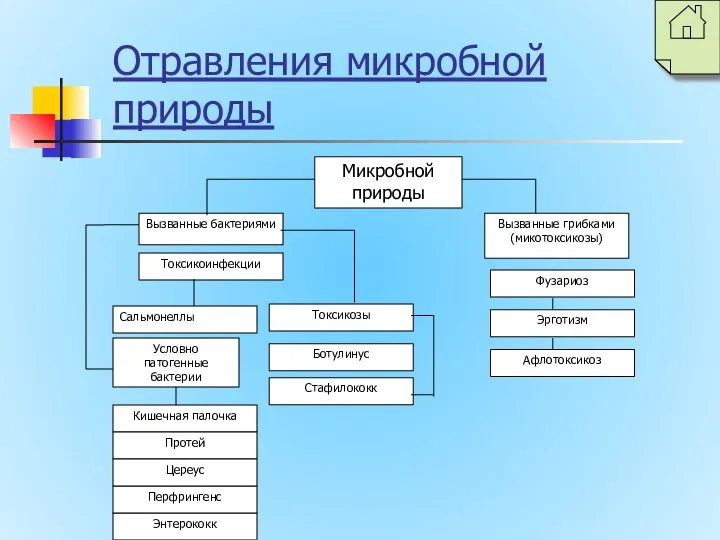 Отравления микробной природы Микробной природы Вызванные бактериями Вызванные грибками (микотоксикозы) Фузариоз