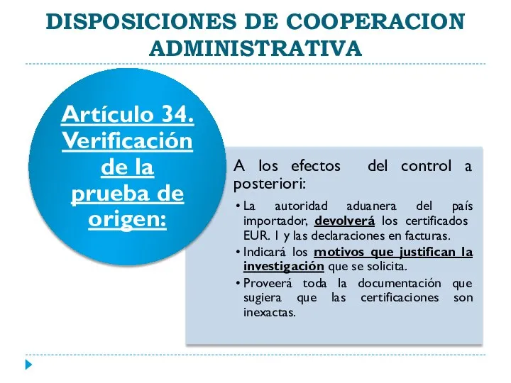 DISPOSICIONES DE COOPERACION ADMINISTRATIVA