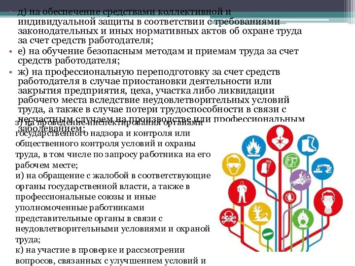 д) на обеспечение средствами коллективной и индивидуальной защиты в соответствии с