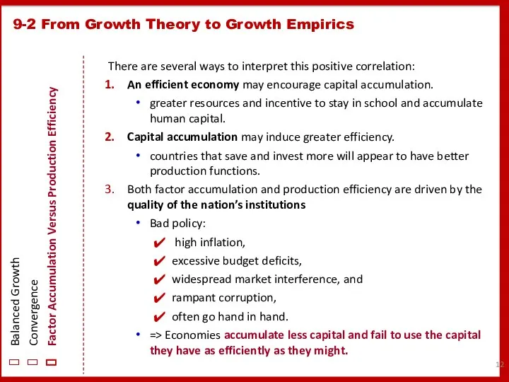 9-2 From Growth Theory to Growth Empirics Balanced Growth Convergence Factor