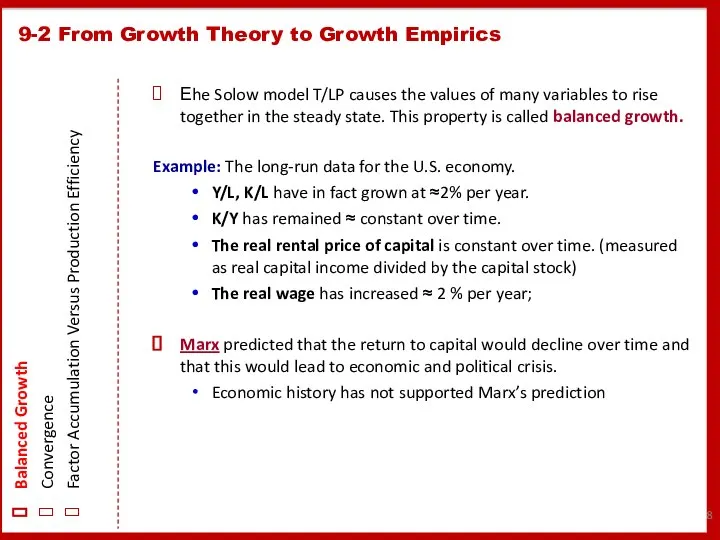 9-2 From Growth Theory to Growth Empirics Balanced Growth Convergence Factor