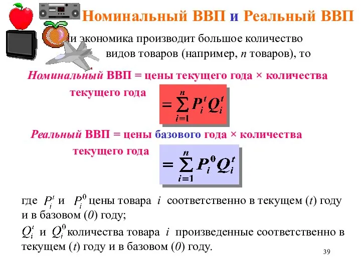 Номинальный ВВП и Реальный ВВП Если экономика производит большое количество видов