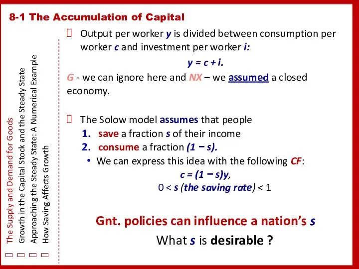 8-1 The Accumulation of Capital The Supply and Demand for Goods