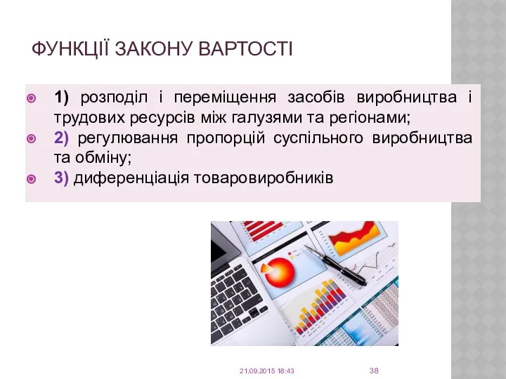 ФУНКЦІЇ ЗАКОНУ ВАРТОСТІ 1) розподіл і переміщення засобів виробництва і трудових