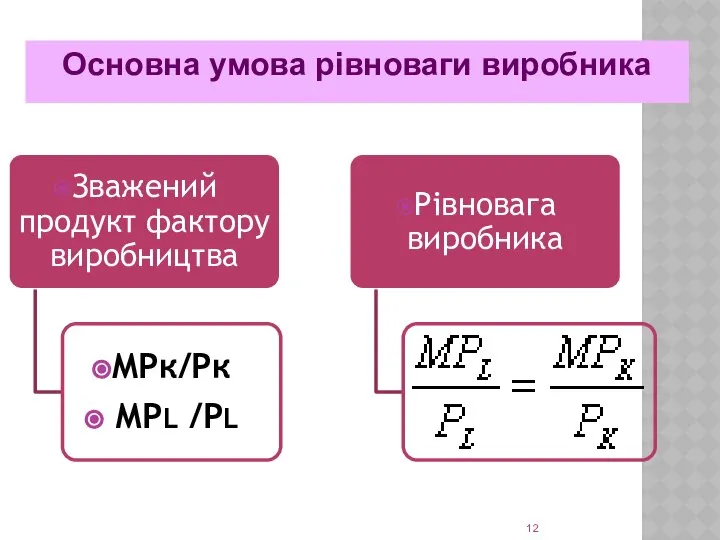 Основна умова рівноваги виробника