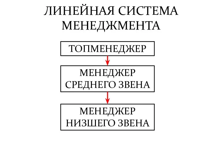 ЛИНЕЙНАЯ СИСТЕМА МЕНЕДЖМЕНТА МЕНЕДЖЕР НИЗШЕГО ЗВЕНА ТОПМЕНЕДЖЕР МЕНЕДЖЕР СРЕДНЕГО ЗВЕНА