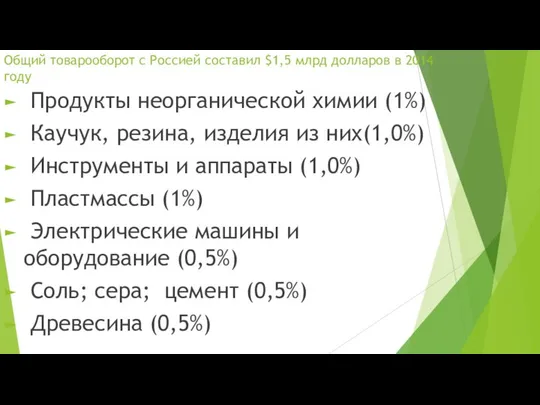 Общий товарооборот с Россией составил $1,5 млрд долларов в 2014 году