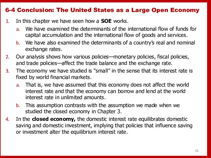 6-4 Conclusion: The United States as a Large Open Economy In