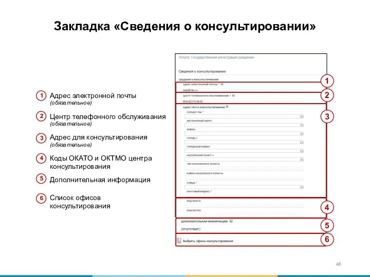 Закладка «Сведения о консультировании»