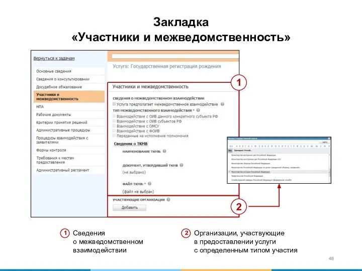 Закладка «Участники и межведомственность»