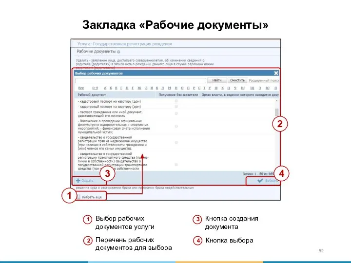 Закладка «Рабочие документы»