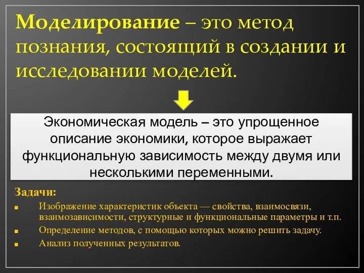 Моделирование – это метод познания, состоящий в создании и исследовании моделей.