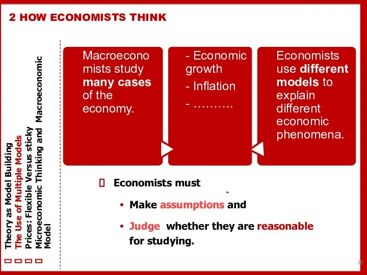 Economists must Make assumptions and Judge whether they are reasonable for