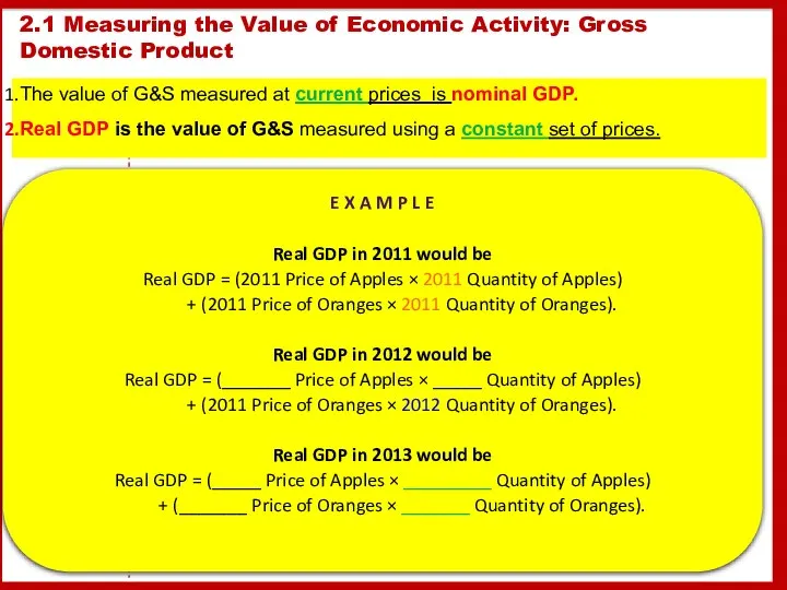 E X A M P L E Real GDP in 2011