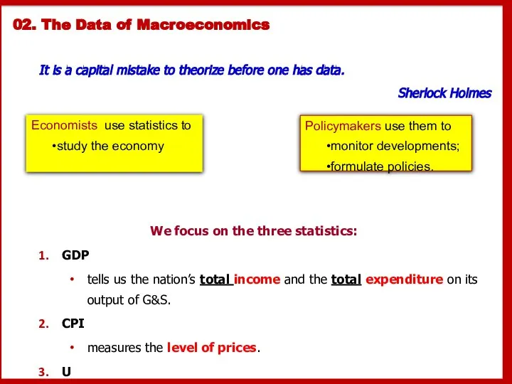 02. The Data of Macroeconomics It is a capital mistake to