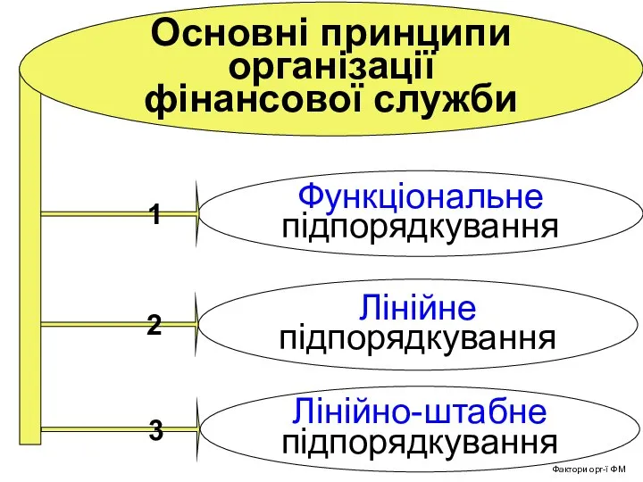 Лінійне підпорядкування Функціональне підпорядкування Лінійно-штабне підпорядкування 2 1 3 Основні принципи