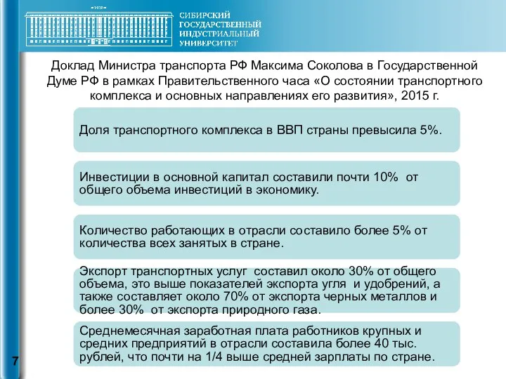 Доля транспортного комплекса в ВВП страны превысила 5%. Инвестиции в основной