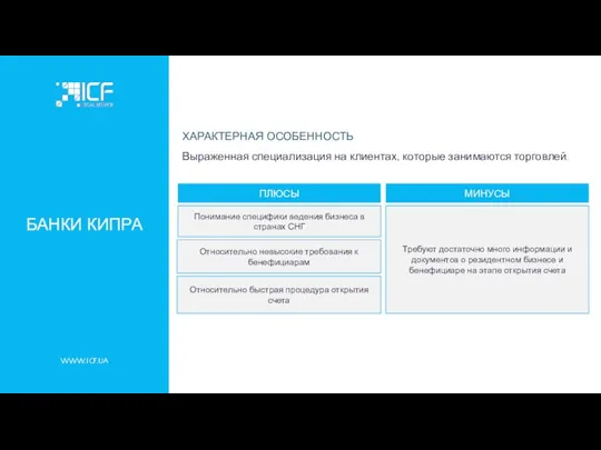 БАНКИ КИПРА Понимание специфики ведения бизнеса в странах СНГ Относительно невысокие