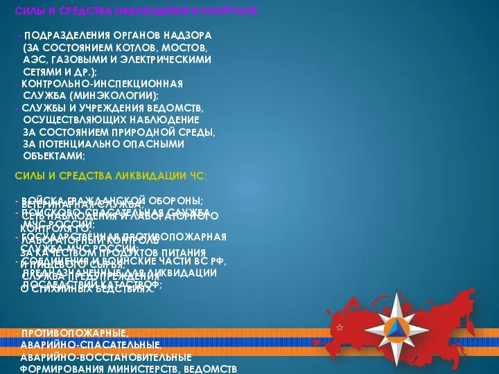 СИЛЫ И СРЕДСТВА НАБЛЮДЕНИЯ И КОНТРОЛЯ: - ПОДРАЗДЕЛЕНИЯ ОРГАНОВ НАДЗОРА (ЗА