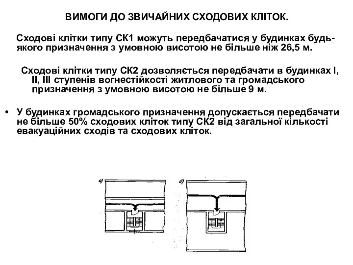 ВИМОГИ ДО ЗВИЧАЙНИХ СХОДОВИХ КЛІТОК. Сходові клітки типу СК1 можуть передбачатися