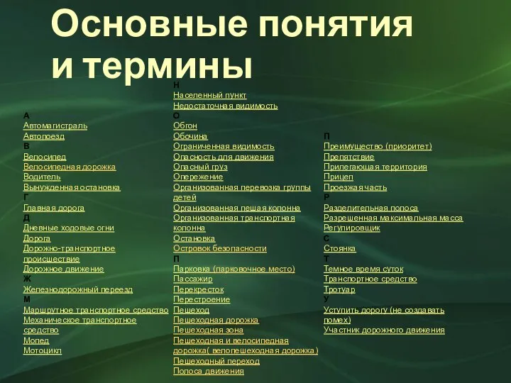 Основные понятия и термины