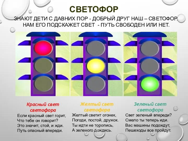 СВЕТОФОР ЗНАЮТ ДЕТИ С ДАВНИХ ПОР - ДОБРЫЙ ДРУГ НАШ –