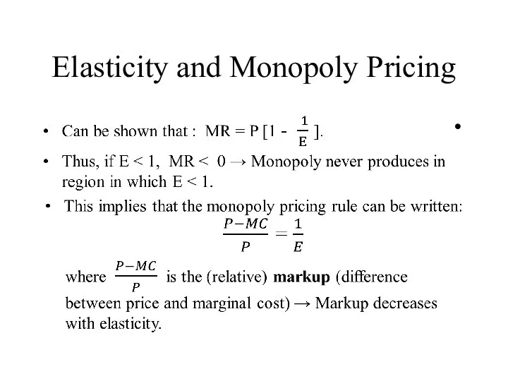 Elasticity and Monopoly Pricing