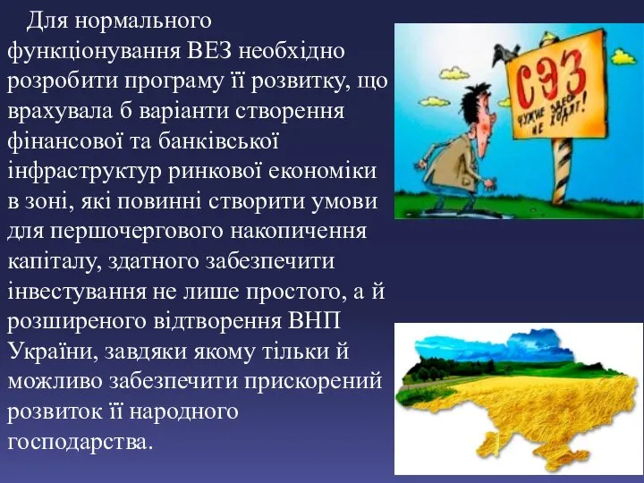 Для нормального функціонування ВЕЗ необхідно розробити програму її розвитку, що врахувала