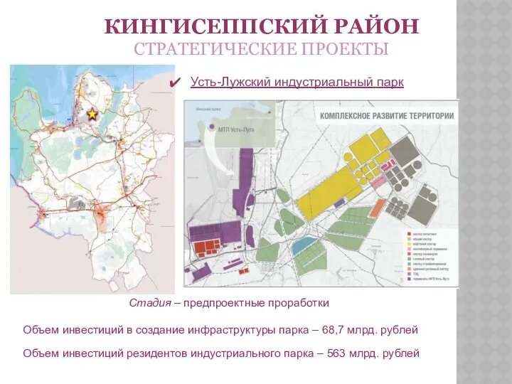 КИНГИСЕППСКИЙ РАЙОН СТРАТЕГИЧЕСКИЕ ПРОЕКТЫ Стадия – предпроектные проработки Объем инвестиций в