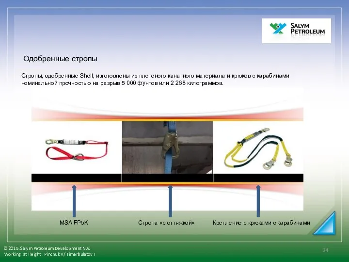 Одобренные стропы Стропы, одобренные Shell, изготовлены из плетеного канатного материала и