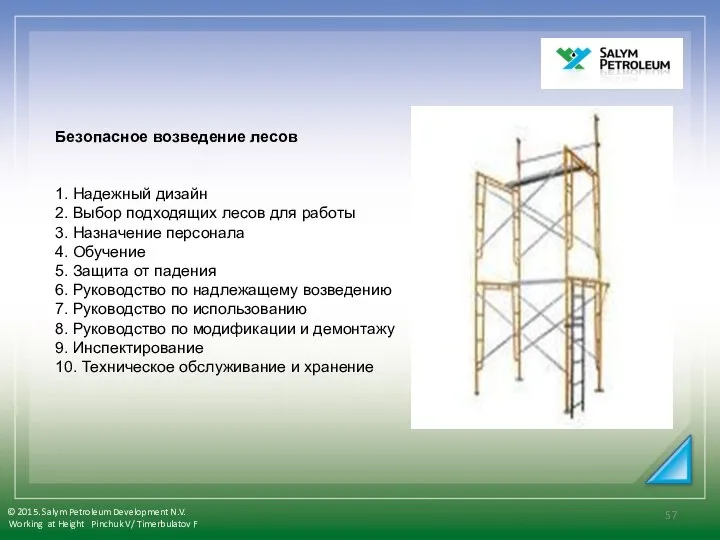 Безопасное возведение лесов 1. Надежный дизайн 2. Выбор подходящих лесов для