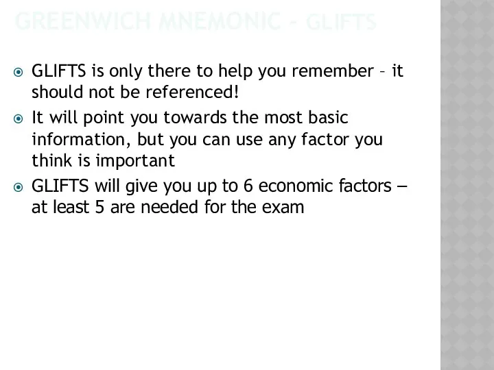 GREENWICH MNEMONIC - GLIFTS GLIFTS is only there to help you