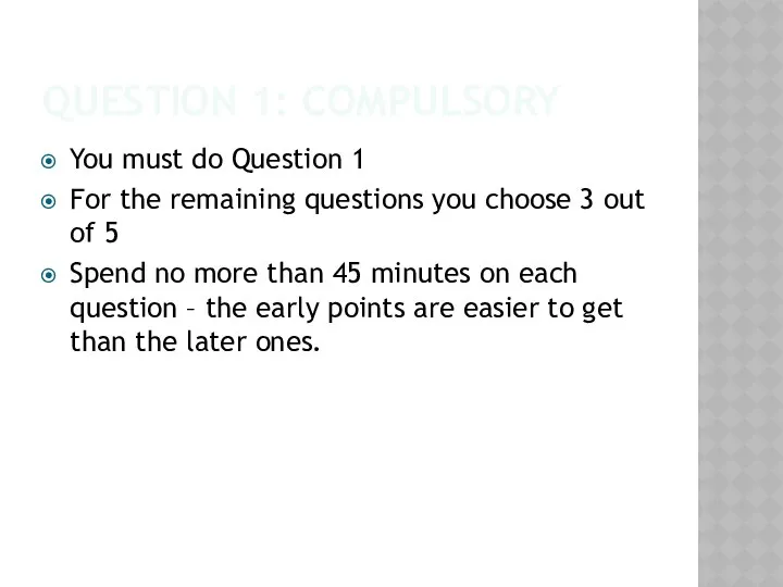 QUESTION 1: COMPULSORY You must do Question 1 For the remaining